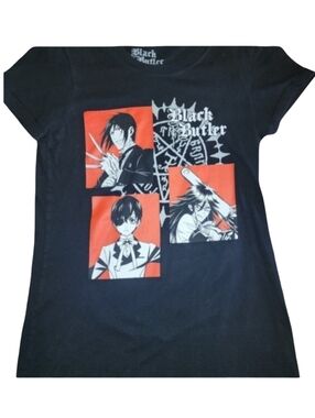 HOT TOPIC Black Butler Graphic Tee - Black and Red Vintage Juniors Sz S